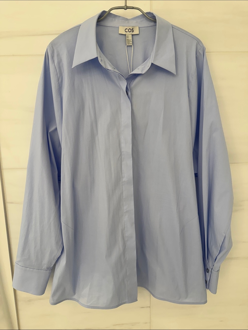 COS Light Blue Cinched-Back Button-Up Shirt